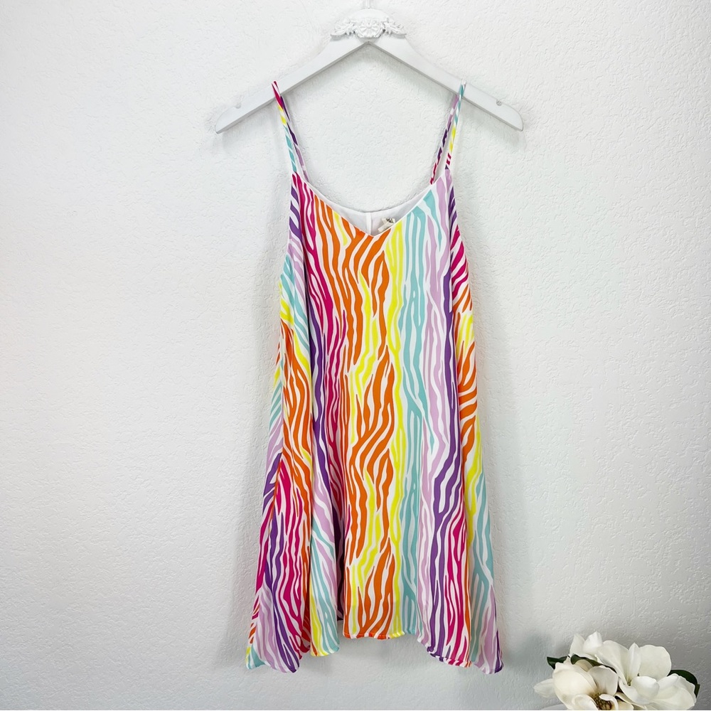 Peach Love Multi color Zebra Mini Dress Sleeveless Size Small S